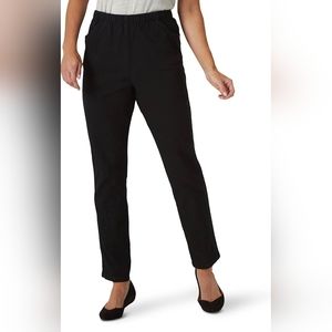 Women's Stretch Elastic Waist Pull-On Black Pants Size 16P